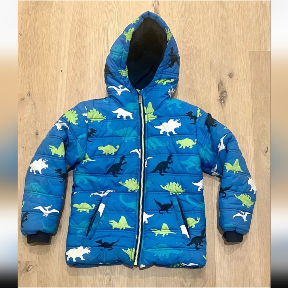 Hatley Blue Dino Herd Puffer Jacket - Size 7